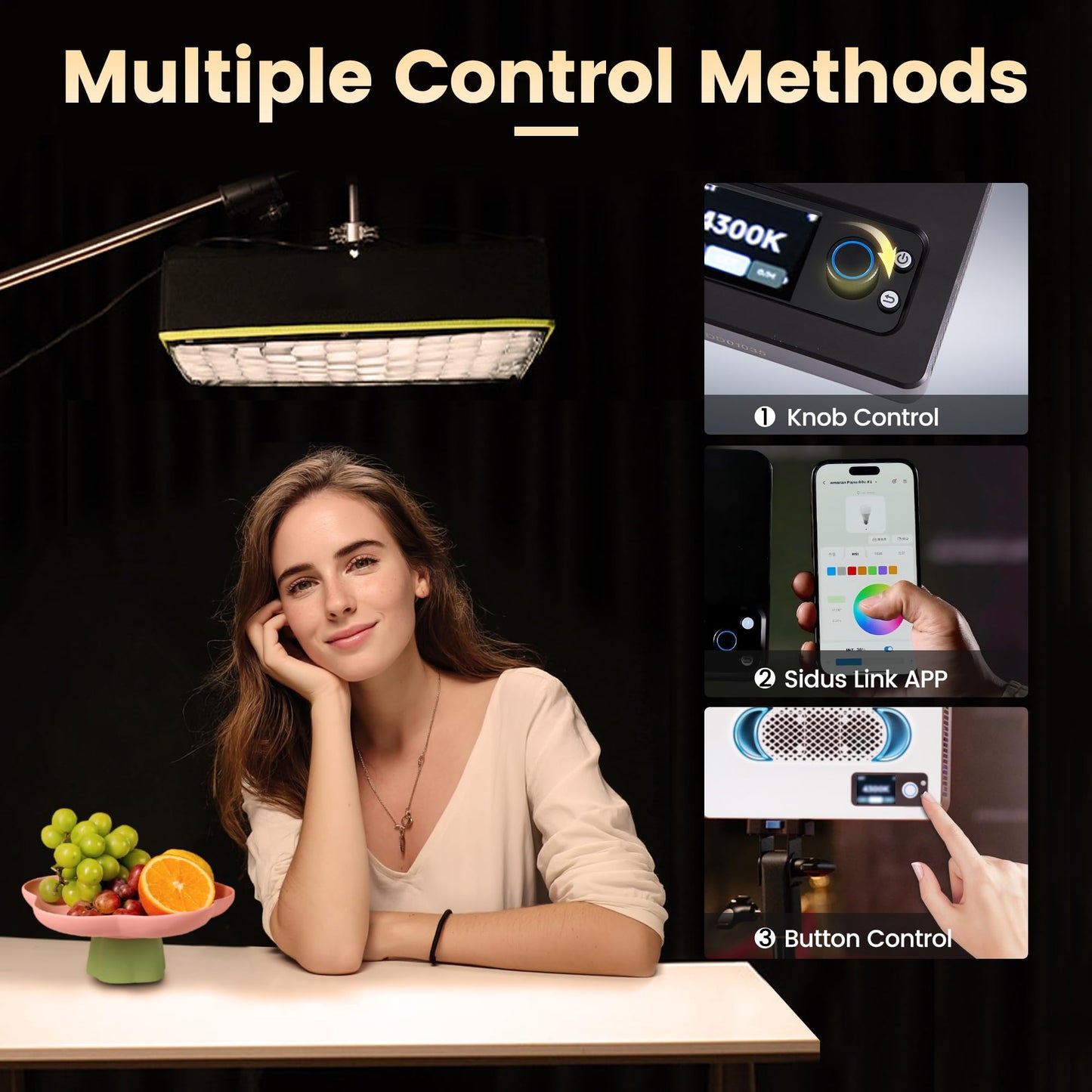 Amaran Pano 120c Kit Led Video Panel Light 120W RGBWW Full Color Lights,CCT 2,300K-10,000K,12 Lighting Efects,App Control,Support USB-C PD,with Softboxes and Carrying Case (Charcoal)