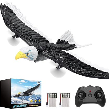 DEERC RC Plane Remote Control Eagle Plane RTF Airplane 2.4GHZ 2CH Flying Bird with 2 Batteries &amp Propeller 6-axis Gyro Stabilizer Easy to Fly for Beginners Adults Kids Boys