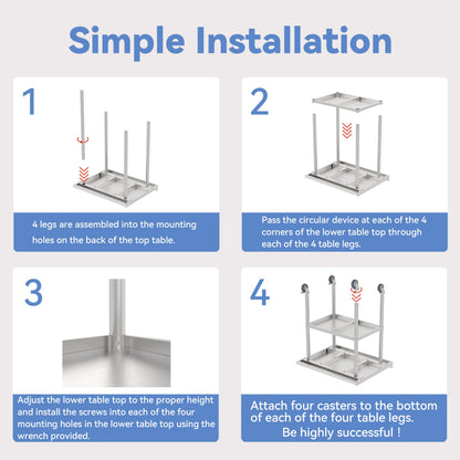 STEELBUS Stainless Steel Work Table with Back Panel,Undershelf and Casters,Commercial Prep Table for Kitchen, Restaurant,Garage,Workshop,NSF Certified,Durable,Scratch & Rust Resistant