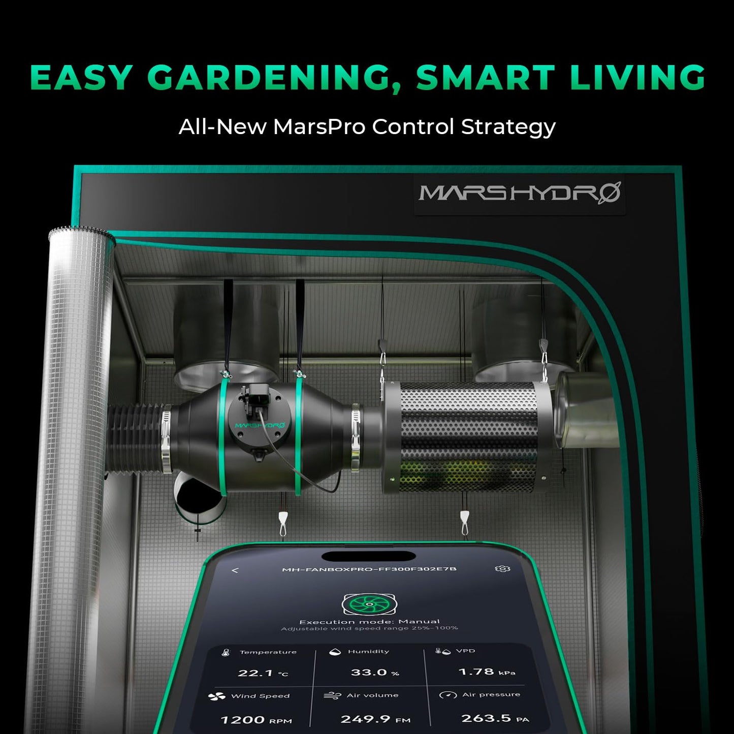 MARS HYDRO iFresh 6 inch Inline Duct Fan,402 CFM Quiet EC Motor Grow Tent Ventilation Exhaust Fan with Speed Controller for Grow Room Cooling，Booster，Indoor Gardening ，Hydroponics