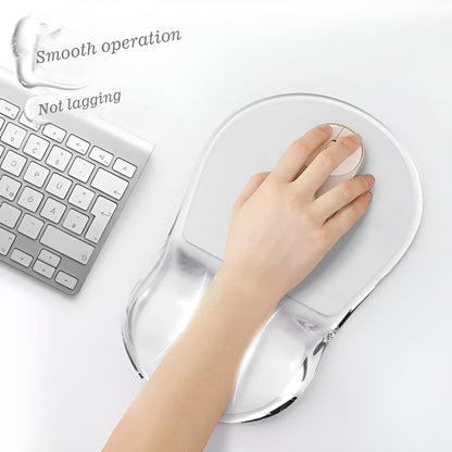Clear Ergonomic Mouse Pad – Washable & Wipeable Silicone Desk Mat with Wrist Support – Minimalist & Comfortable Design for Premium Workspace Aesthetic Touch-11x3.5inch
