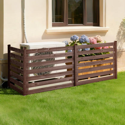 VEVOR Wooden Privacy Fence, 48 x 37 inch Air Conditioner Fence, 3 Panel Solid Outdoor Wood Privacy Screen with Metal Stakes, Steel Frame, Trash Can Hider Fences Suitable for Garden, Pool