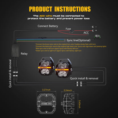 Future Eyes 120W LED Motorcycle Lights, High & Low Beam, Amber Fog Light, Waterproof Off-Road Auxiliary Headlight for Night Riding, ATV, UTV, and Motorcycle Fog & Driving Lights