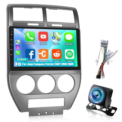 [2G+64G] Car Radio for Jeep Compass Patriot 2007 2008 2009, Android Touch Screen Patriot Stereo, Wireless Carplay/Android Auto/Bluetooth/WiFi