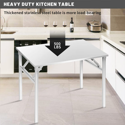 ZONERUI Small Stainless Steel Folding Table, Portable Camp Picnic Party Dining Table No Assembly Sturdy Small Folding Desk Kitchen Prep Table(32" x 16")