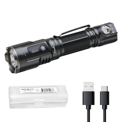 Fenix TK25R 3600 Lumen Tactical Flashlight, USB-C Rechargeable Duty Light with UV, Red & Red/Blue Flashing, IP68 Waterproof with Lumentac Organizer