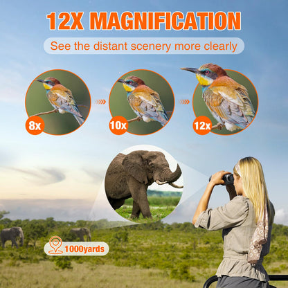 Sogries Binoculars for Adults High Powered Waterproof Compact Binoculars for Bird Watching Travel Low Light Vision Hunting Stargazing Concert Sports Long Range Birding Binocular (ED 12X50)
