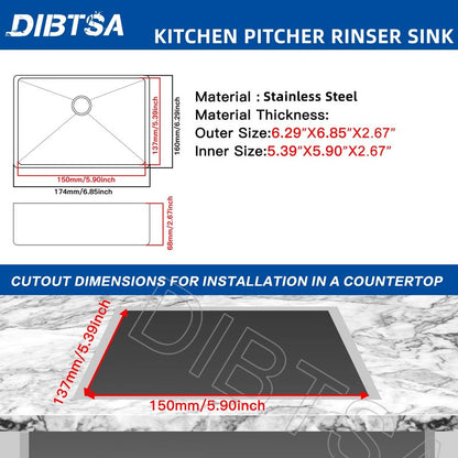 Pitcher Rinser , DIBTSA Automatic Glass Cup Washer , 304 Stainless Steel Coffee Milk Tea Cup Cleaner, for Home Kitchen Hotel Bar Restaurant (6.9x6.3x2.6 Inch)