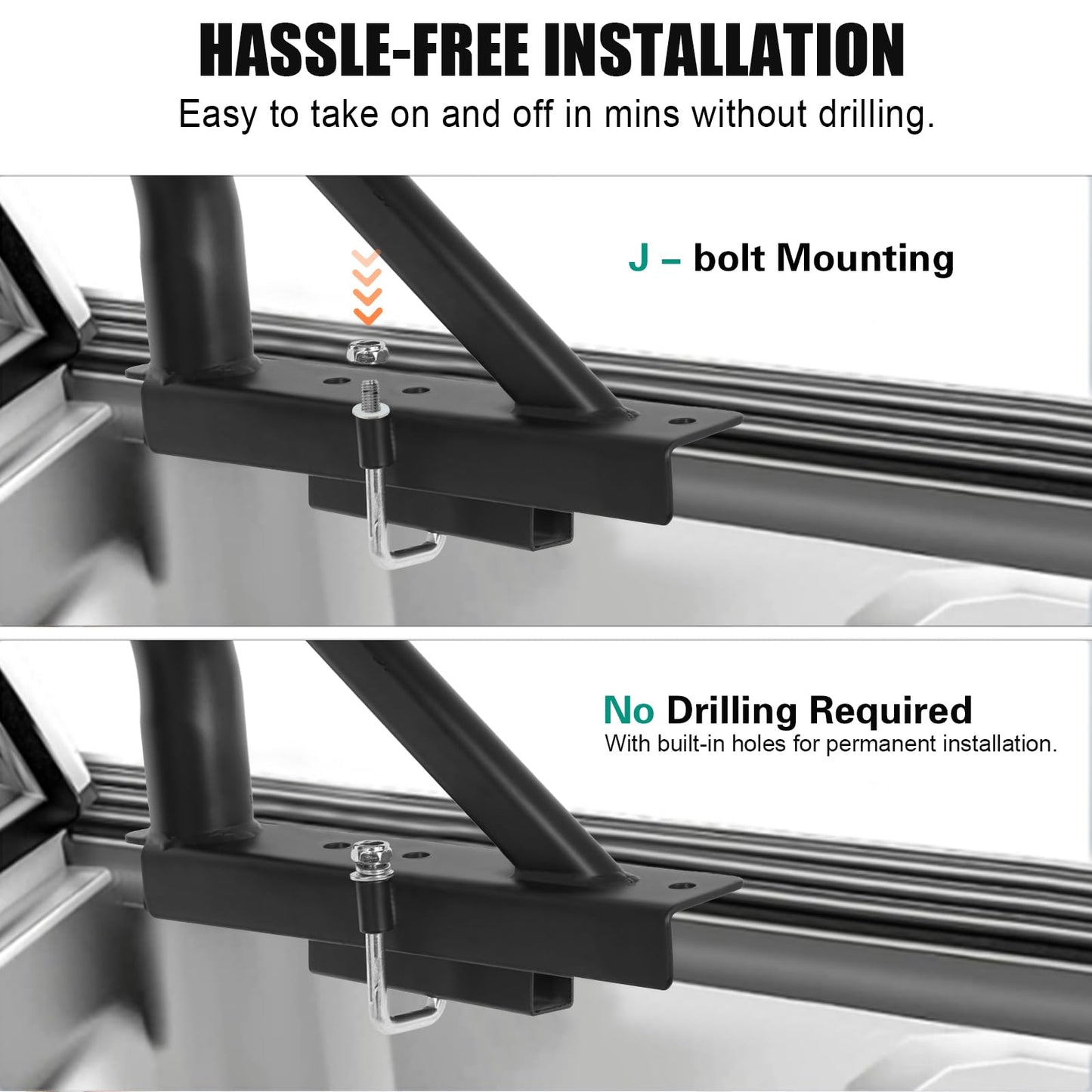 OUTPRIZE Non-Drilling Truck Rack, Heavy Duty Steel Extendable Truck Bed Ladder Rack, Fit for 52" to 71" Wide Truck Bed, 800 lb. Capacity