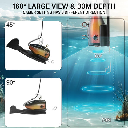 ESANHAO Underwater Fishing Camera 5" LCD Monitor Portable Fish Camera with Light 12pcs & 49ft/15m Cable Waterproof IP68 for Ice Fishing, Lake Sea Boat Kayak Fishing