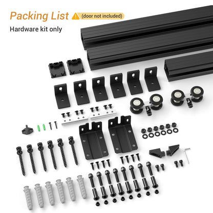 WINOVERCO 10FT/120'' Exterior Sliding Barn Door Hardware Kit, Box Rail Track,Heavy Duty Aluminium Alloy Wall Mount Kit for Indoor/Outdoor Single Door Use(NO Door)