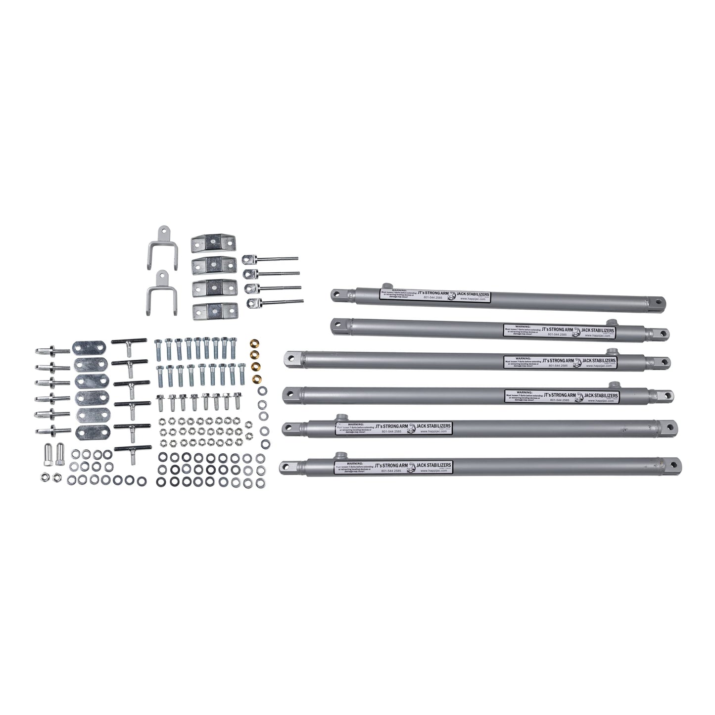 JT’s Strong Arm Short Fifth-Wheel Jack Stabilizer Kit, Eliminates Chassis Movement, Telescoping Tubes for a, Lock in Place, Easy Bolt-On Installation, Universal Jack Compatibility - 191024
