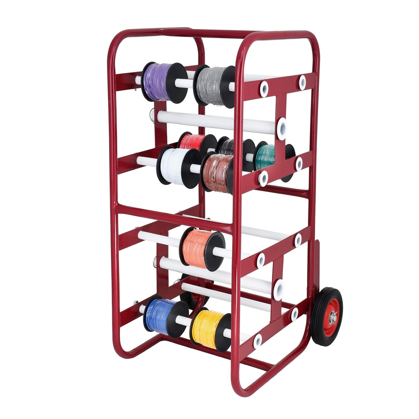 AdirPro Transportable Multiple Axle Cable Caddy - Multi-Spool Wire Rack Dispenser - Easy Use Cable Holder & Distribution - For Workplace Efficiency