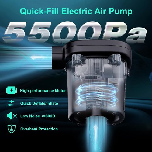 Electric Air Pump - Quick-Fill Portable AC110-120V for Inflatables, Mattresses & Pool Floats