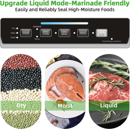 Vacuum Sealer Machine - Powerful 85kPa Suction | Compact One-Touch Automatic Food Sealer with Bags & Cutter