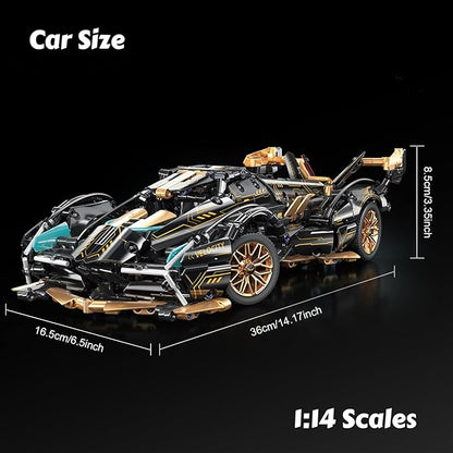 Sport Racing Car Building Block Sets for Adults Remote Control 1:14 Race Supercar Toys Kits with LED RC Collectible MOC Model Birthday for Boys Teens Men Age 8-12 12-1614+