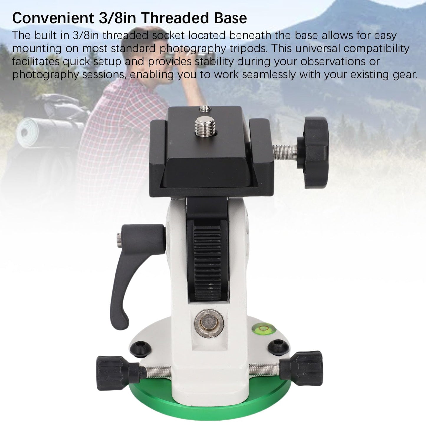Equatorial Telescope Mount, Aluminum Alloy Telescope Tripod, Adjustable 90° Equatorial EQ Mount, Latitude Base for Accessory, Black