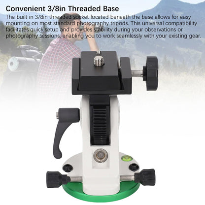 Equatorial Telescope Mount, Aluminum Alloy Telescope Tripod, Adjustable 90° Equatorial EQ Mount, Latitude Base for Accessory, Black