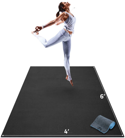 Gorilla Mats Large Yoga Mat – 6' x 4' x 8mm Extra Thick & Wide, Non-Slip Exercise Mat for Home Gym Flooring – Ultra Comfortable Workout Floor Mat for Barefoot Fitness, Anti-Fatigue & Stretching