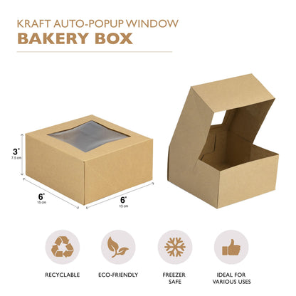 Fit Meal Prep 25 Pack Bakery Boxes with Window 6x6x5