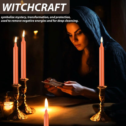 24 Pack Orange Spell Chime Candles – Premium Mini Unscented Taper Candles for Rituals, Prayer, Meditation, Altar, Spells – 4" Tall – Ideal for Witches & Spiritual Practices