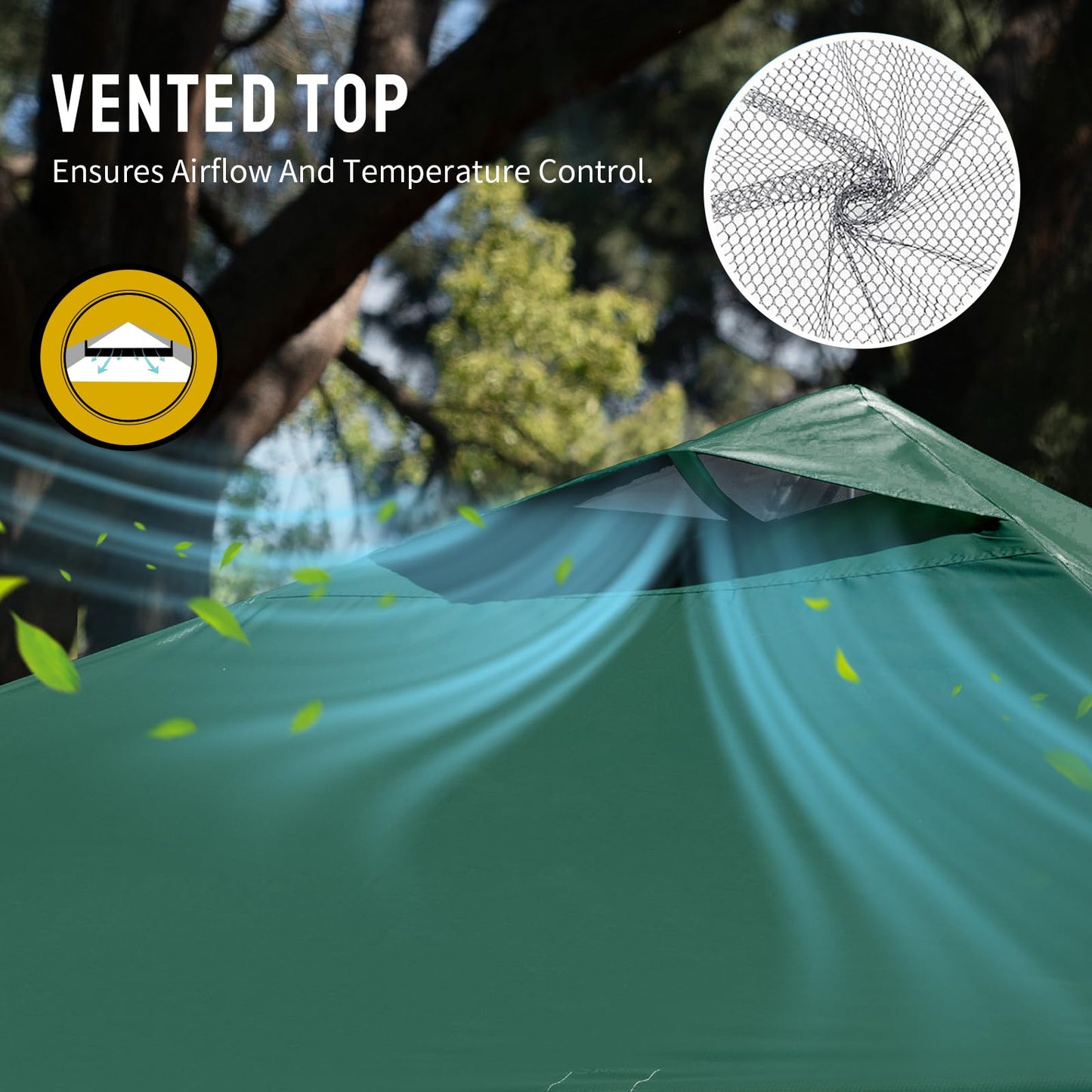 CROWN SHADES 12x12 Pop Up Canopy Outside Canopy, Patented CenterLok One Push Tent with Wheeled Carry Bag, Bonus 8 Stakes and 4 Ropes, Forest Green