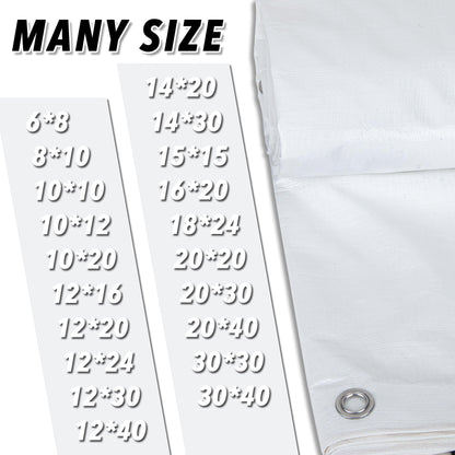 CARTMAN Finished Size 30x40 Feet 10 Mil White Heavy Duty Poly Tarp, Multipurpose Protective Cover, UV Resistant, Waterproof Poly Tarpaulin with Reinforced Edges Tarpaulin with Reinforced Edges