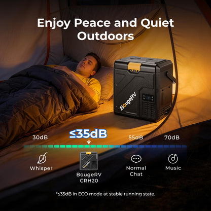 BougeRV 12 Volt Refrigerator with 240Wh Battery, 21QT Car Fridge, 20L Portable Freezer, -4~68℉, 12/24V DC, 110~240V AC, Ideal for 2 People, Road Trips, Truck, Camping(2026 New Model: CRH20 and B240)