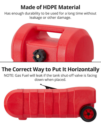 15 Gallon Fuel Caddy,Gas Can with Pump &Manual Nozzle,Fuel Transfer Tanks with 10Ft Delivery Hose and Wheels - for Generators, Tractors, Boats for Farm & Construction Use,Red