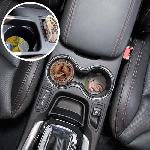 Ceramic Sublimation Blanks Car Coasters for Car Cup with Finger Notch for Easy Removal Ceramic Car Cupholder Auto Cupholder Keep Vehicle from Cold Drink Sweat Stain Spill (48)