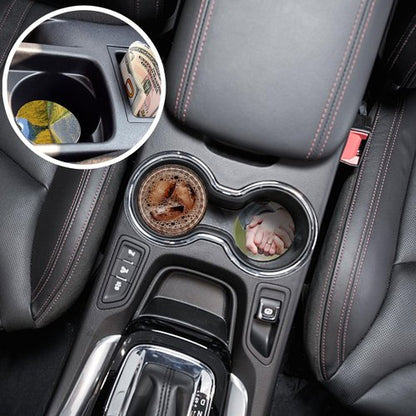 Ceramic Sublimation Blanks Car Coasters for Car Cup with Finger Notch for Easy Removal Ceramic Car Cupholder Auto Cupholder Keep Vehicle from Cold Drink Sweat Stain Spill (48)