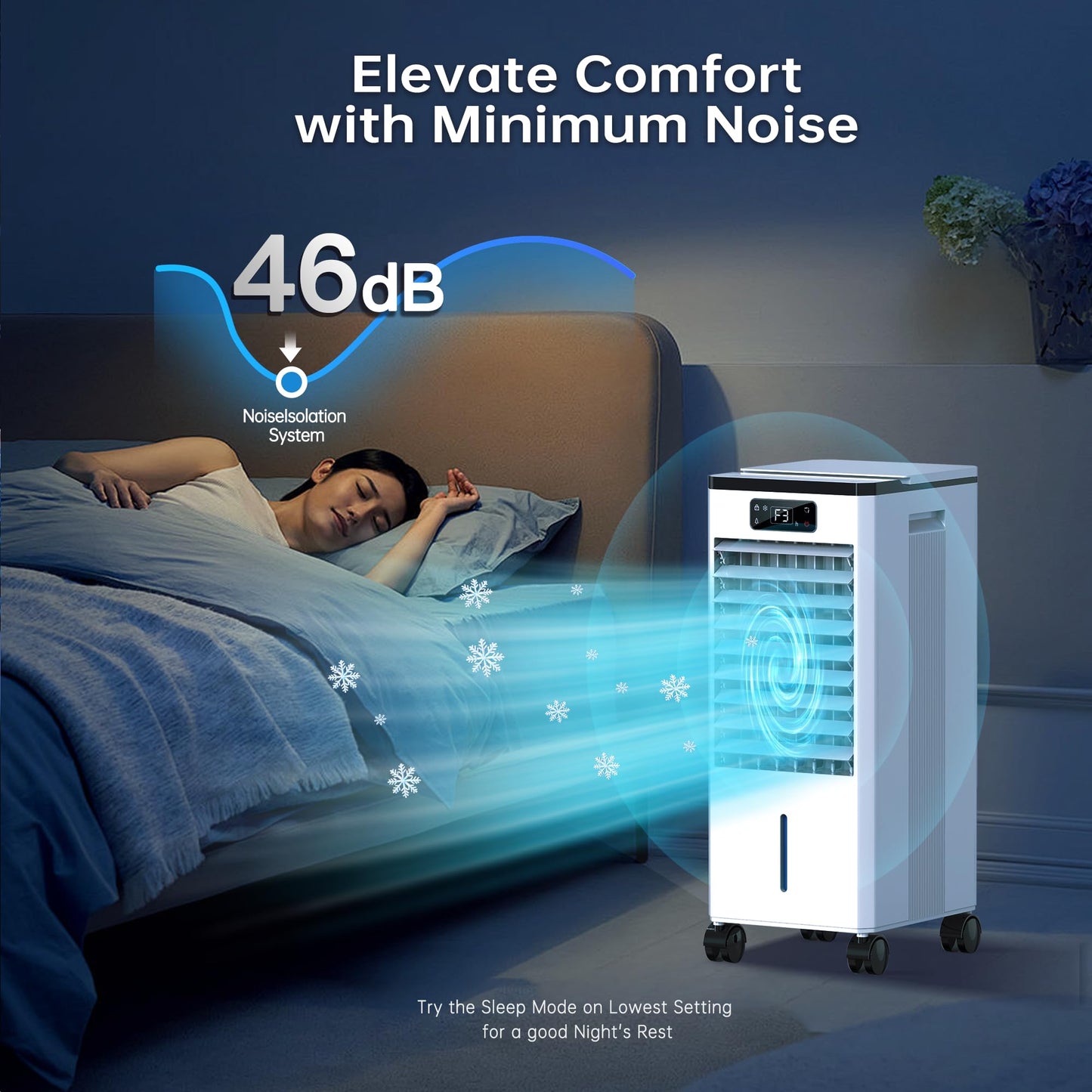 Ashihoti Official Evaporative Air Cooler, 4-IN-1 Portable Air Conditioners, Swamp Cooler, 3 Speeds & 4 Modes, 2-Gal Tank for Cooling, 16 FT/S Remote Control, Windowless Air Conditioners for Indoors