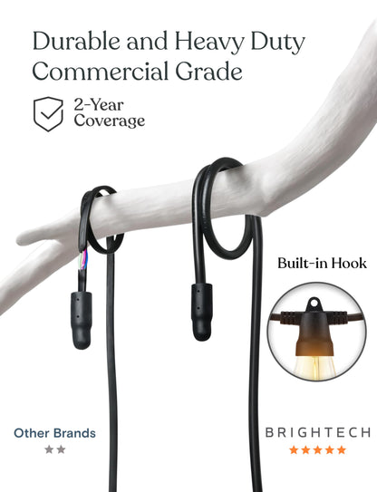 Brightech Bundle Ambience 48Ft Pro Solar String Lights + Portobello Cordless LED Touch Table Lamp