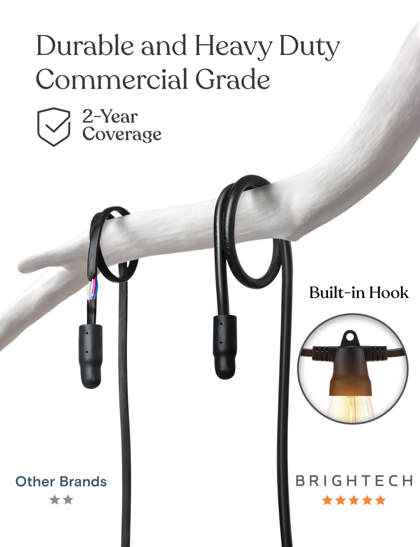 Brightech Bundle 104 (93+11) FT Ambience Pro Solar Powered Outdoor LED String Lights + Portobello Cordless LED Touch Table Lamp