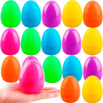 Sonarun 18 Pack 4 Inch Easter Eggs Colorful Fillable Easter Eggs Flat Bottom Plastic Easter Egg Empty Surprise Eggs for Easter Hunt Party Favor Refillable Basket Fillers