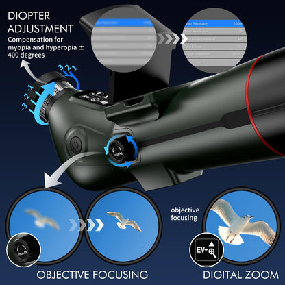 Smart Telescope with Desktop Tripod,Electronic Telescopes with 4K Astrophotography Camera,78mm Large Objective Lens, Portable Refractor Telescope Bird Watching, Wildlife Viewing
