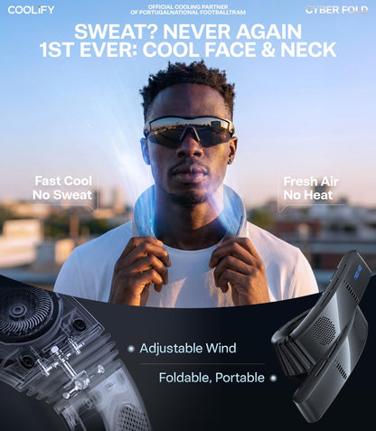 TORRAS COOLiFY Cyber Fold AI Neck Air Conditioner, Ultimate Cooler Max Cooling Area, Neck & Face Cooler with Adjustable Strong Wind, Rechargeable Neck Fan for Travel Gift for Dad, Husband, Black