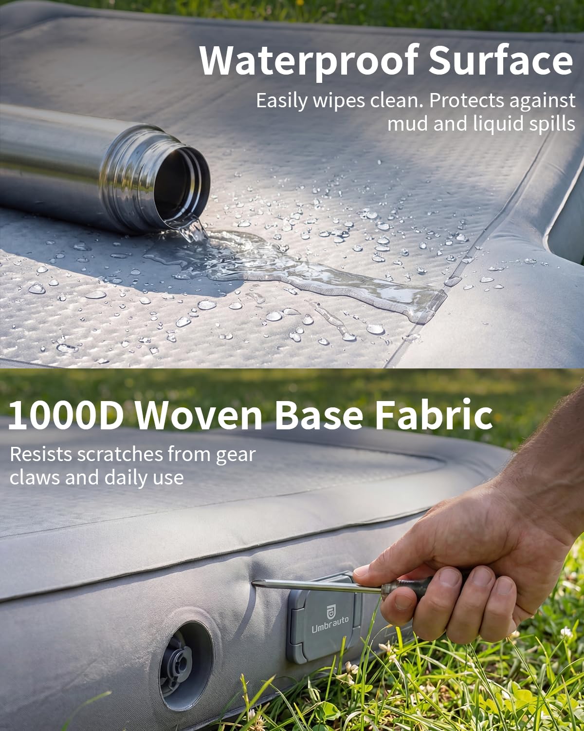 Umbrauto Upgraded Truck Bed Air Mattress for Full Size Short Beds 5.5-5.8ft, Drop-Stitch Tech with Built-in Pump, Heavy Duty Silent Inflatable Tent Bed for Outdoor Camping