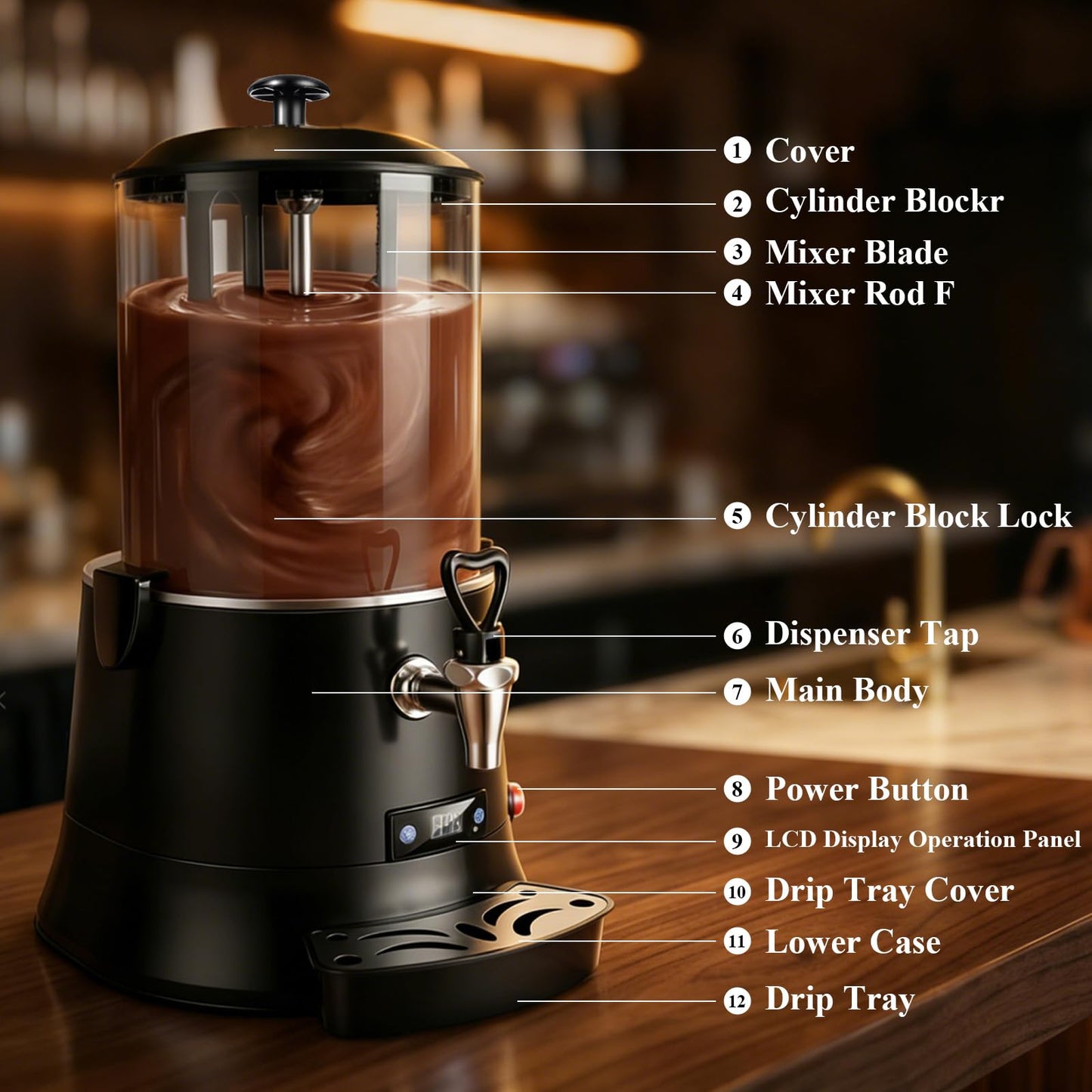10L Commercial Hot Chocolate Machine & Beverage Dispenser - 110V Electric Warmer for Coffee, Hot Chocolate & Milk Tea, Professional Grade for Cafes & Restaurants