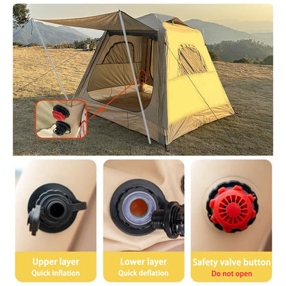 HipierFx Camping Inflatable Tent with Pump 4 Person Easy Set up Glamping House with Mesh Waterproof Family Air Blow Up Tents