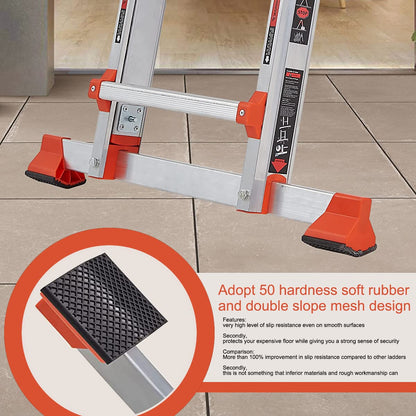 LANBITOU Ladder, A Frame 4 Step Ladder Extension, 14 FT Anti-Slip Multi Position & Storage Folding Ladder, 330 lbs Security Load Telescoping Aluminum Ladders for Stairs Home Indoor Outdoor Roof