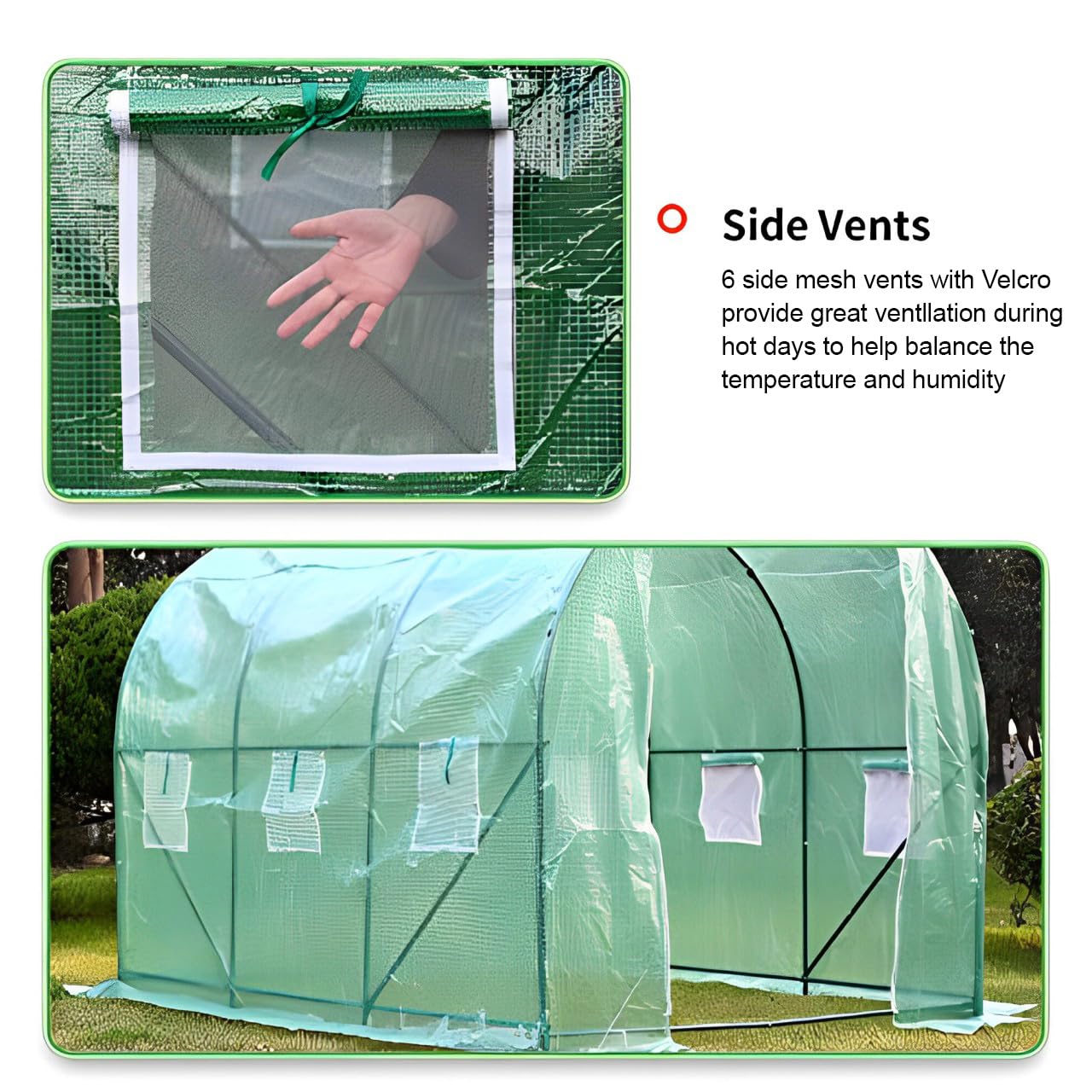 Greenhouse Walk-in Green House Greenhouse Kit with Observation Windows for Outdoor Plants Growing,Green Houses for Outside (L10'xW7'xH7')