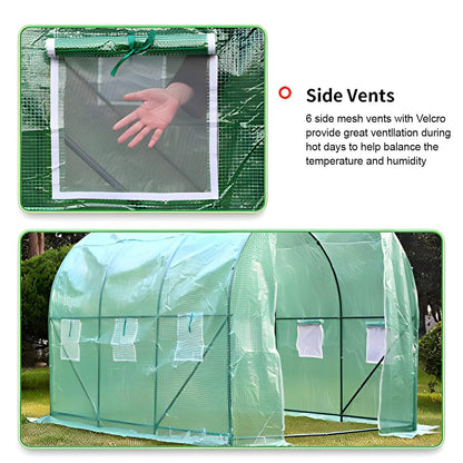 Greenhouse Walk-in Green House Greenhouse Kit with Observation Windows for Outdoor Plants Growing,Green Houses for Outside (L10'xW7'xH7')