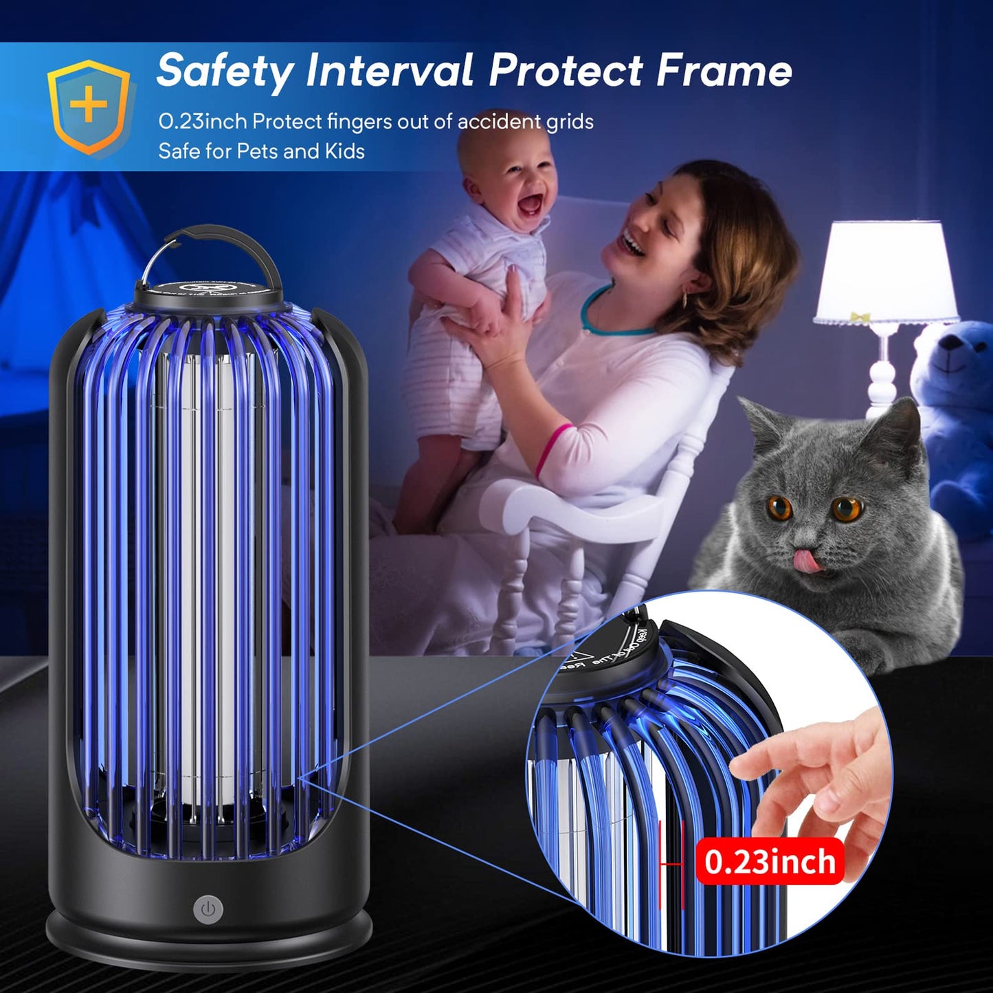 Bug Zapper for Indoor Outdoor, Rechargeable Mosquito Zapper with 3600V High Powered, Electric Pest Control Insect Fly Zapper Can Attract Gnats, Mosquitoes, Flies, Moths for Home, Patio