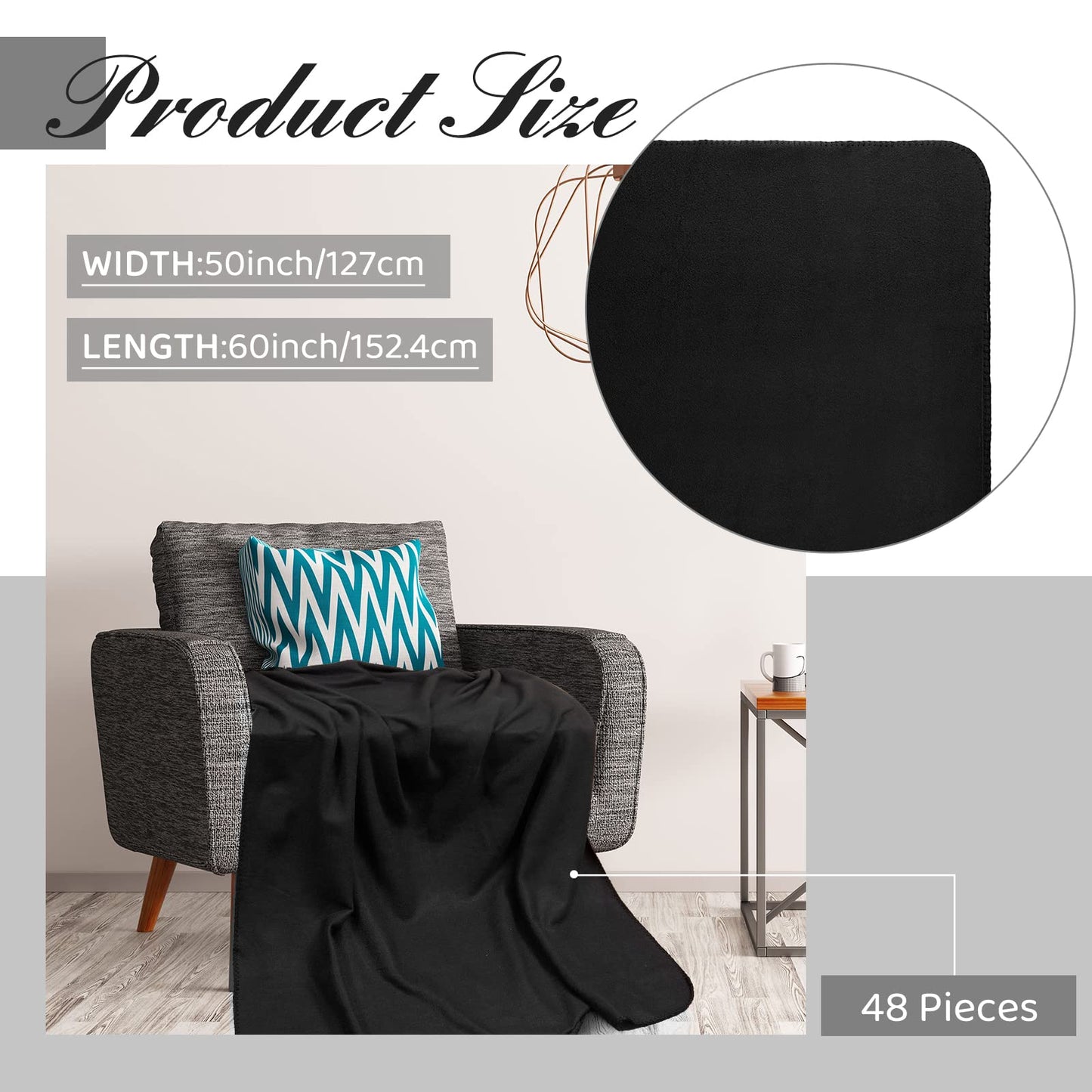 48 Pcs 50 x 60 Inch Fleece Blanket Bulk Throw Blankets Solid Polyester Microfiber Blankets Soft Cozy Pet Friendly Blanket for Wedding Favors Home Bed Sofa Office Travel Camping Outdoor
