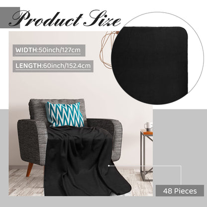 48 Pcs 50 x 60 Inch Fleece Blanket Bulk Throw Blankets Solid Polyester Microfiber Blankets Soft Cozy Pet Friendly Blanket for Wedding Favors Home Bed Sofa Office Travel Camping Outdoor