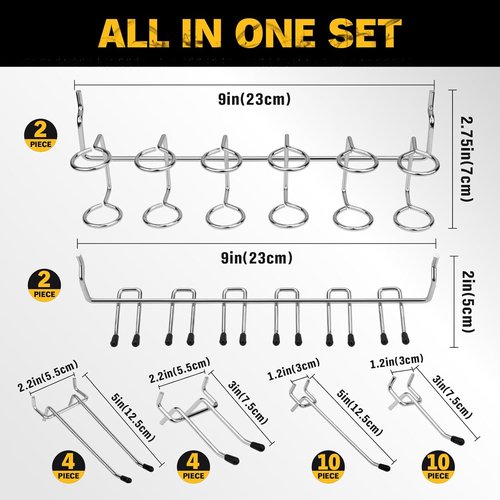 ELEAD Pegboard Hooks Kit - 297 Pieces with Bins for Tool Organization | Fits 1/8" & 1/4" Pegboards