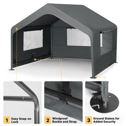 Veehoo Extra Large Dog House Outdoor with Elevated Dog Bed, Outside Dog Tent 4.1'x4.1'x3.3', Weatherproof Dog Shade Shelter and Raised Bed Combo for Pets or Stray Animals, Grey, CWC2530CP