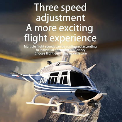 C138 Remote Control Helicopter 1:33 Scale Bell206 Helicopter 2.4G 4CH RTF Single Propeller Aileron Free Six-axis Gyroscope Modular Battery One-Touch Function Gift for Adults 2 Batteries