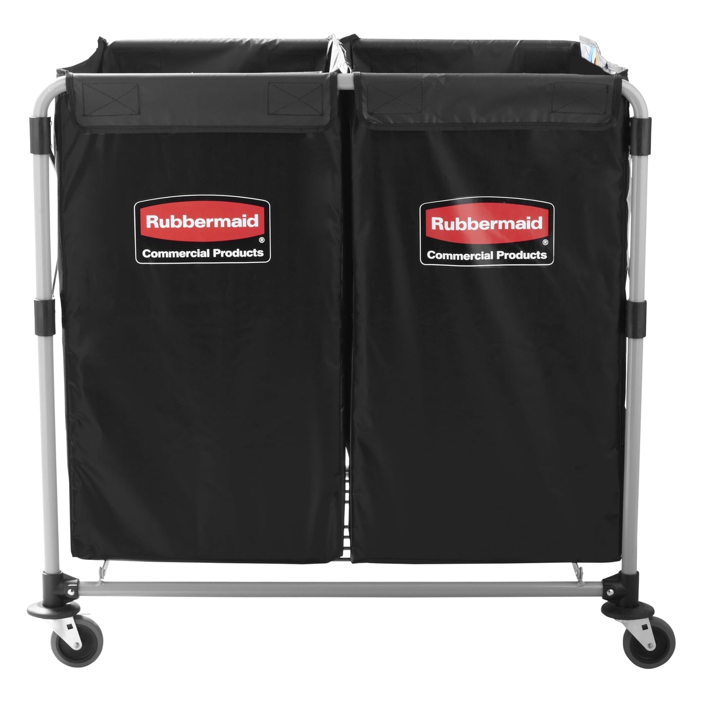 Rubbermaid Commercial Products Collapsible X Cart, Black Multistream, Steel Industrial Laundry/Trash Cart with Wheels for Hotels/Hospitals/Nursing Homes/Offices